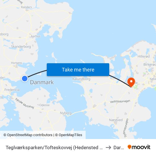 Teglværksparken/Tofteskovvej (Hedensted Kom) to Darup map