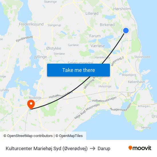 Kulturcenter Mariehøj Syd (Øverødvej) to Darup map