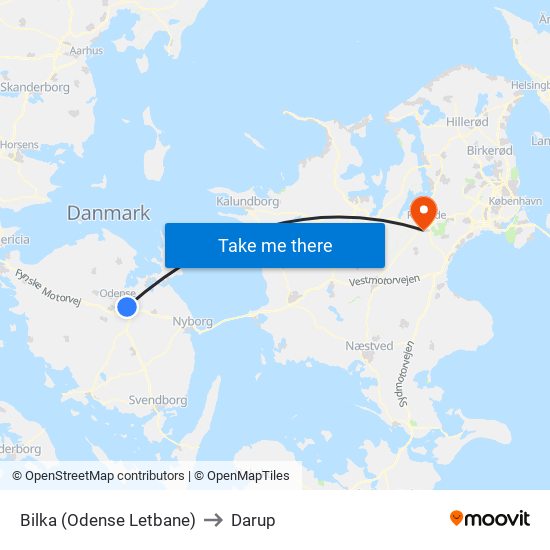 Bilka (Odense Letbane) to Darup map