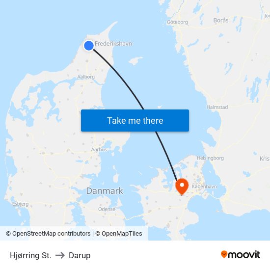 Hjørring St. to Darup map