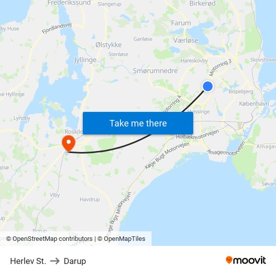 Herlev St. to Darup map