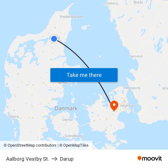 Aalborg Vestby St. to Darup map