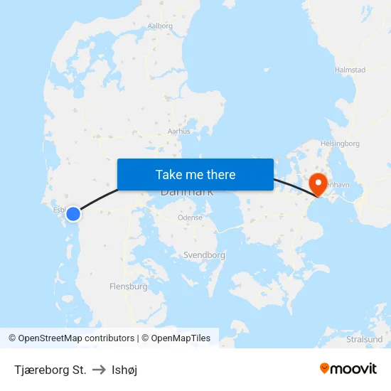 Tjæreborg St. to Ishøj map