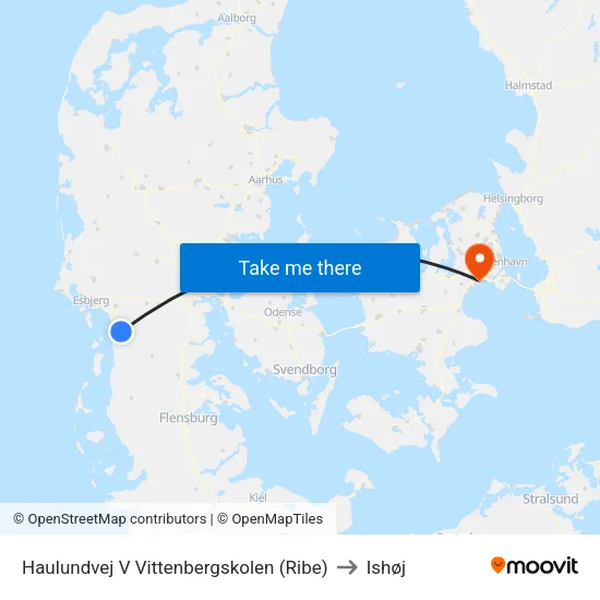 Haulundvej V Vittenbergskolen (Ribe) to Ishøj map