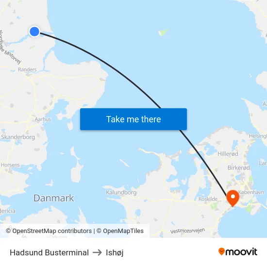 Hadsund Busterminal to Ishøj map