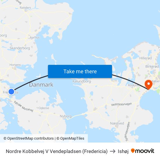 Nordre Kobbelvej V Vendepladsen (Fredericia) to Ishøj map