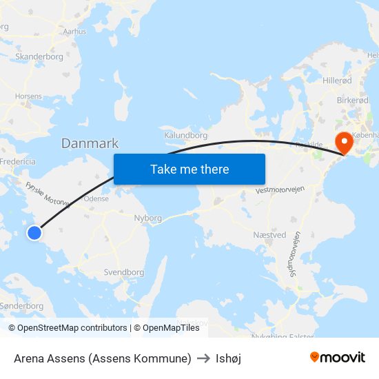 Arena Assens (Assens Kommune) to Ishøj map