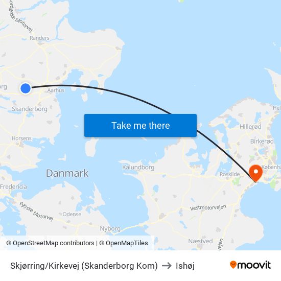 Skjørring/Kirkevej (Skanderborg Kom) to Ishøj map