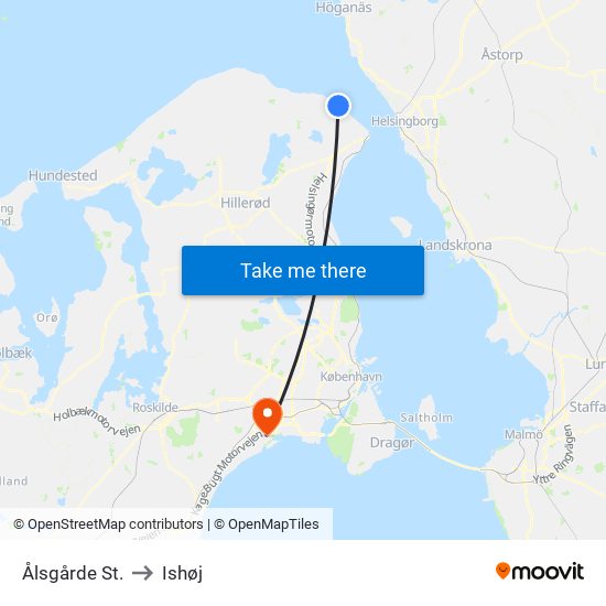 Ålsgårde St. to Ishøj map