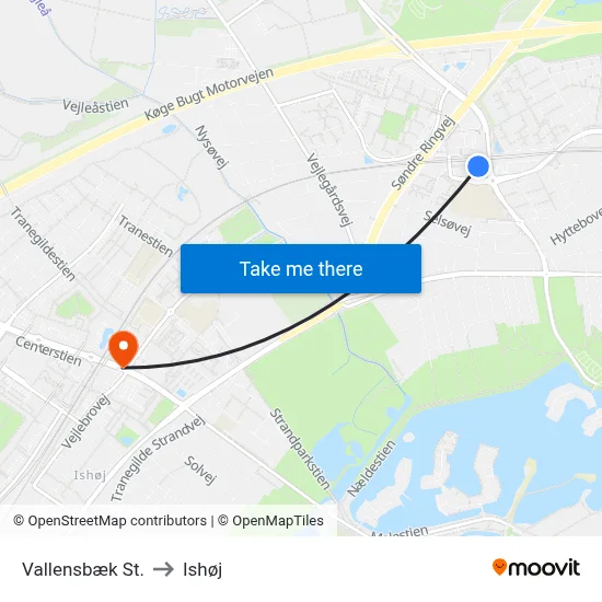 Vallensbæk St. to Ishøj map