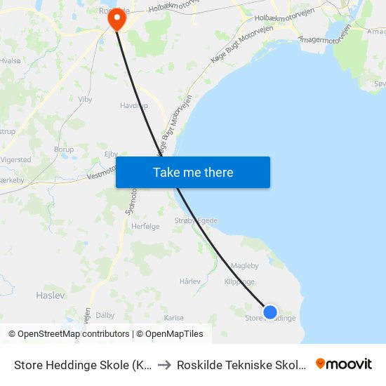 Store Heddinge Skole (Kronhøjvej) to Roskilde Tekniske Skole Pulsen 8 map