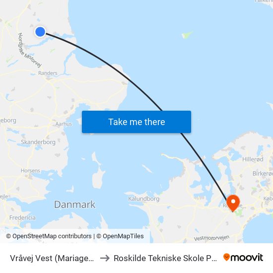 Vråvej Vest (Mariagerfjord Komm.) to Roskilde Tekniske Skole Pulsen 8 map