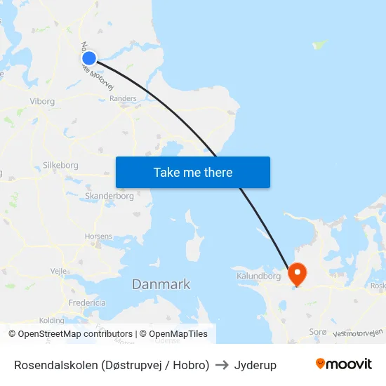 Rosendalskolen (Døstrupvej / Hobro) to Jyderup map