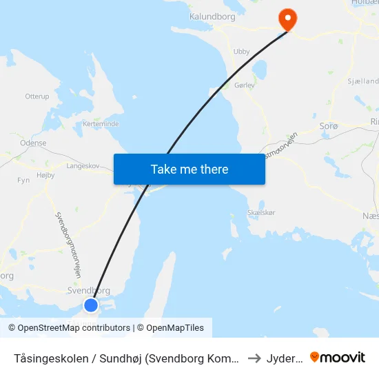 Tåsingeskolen / Sundhøj (Svendborg Kommune) to Jyderup map