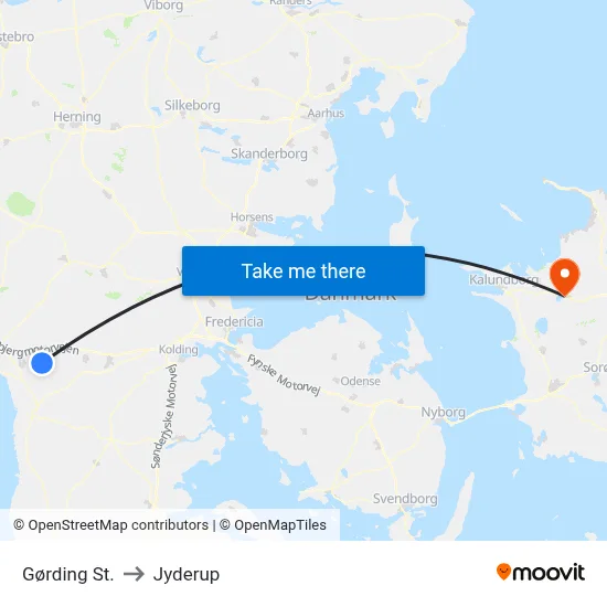 Gørding St. to Jyderup map