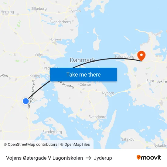 Vojens Østergade V Lagoniskolen to Jyderup map