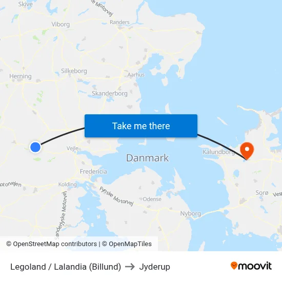 Legoland / Lalandia (Billund) to Jyderup map
