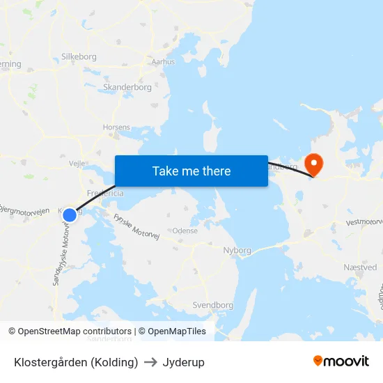 Klostergården (Kolding) to Jyderup map