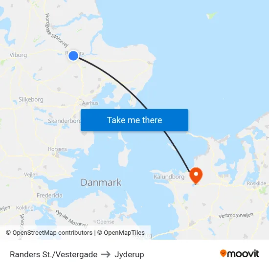 Randers St./Vestergade to Jyderup map