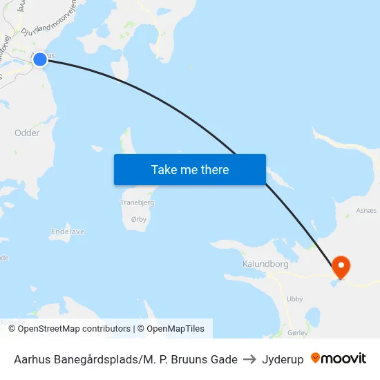 Aarhus Banegårdsplads/M. P. Bruuns Gade to Jyderup map