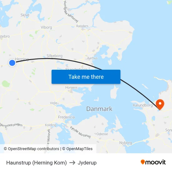 Haunstrup (Herning Kom) to Jyderup map