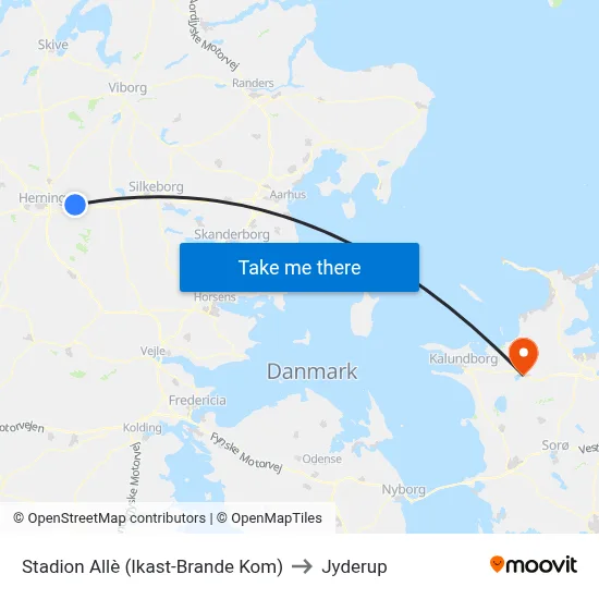 Stadion Allè (Ikast-Brande Kom) to Jyderup map