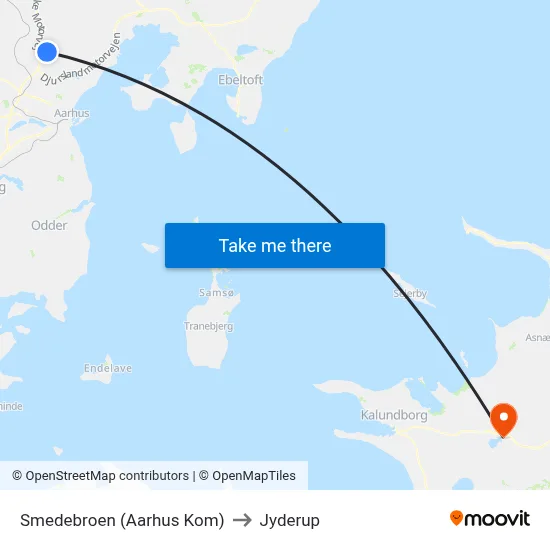 Smedebroen (Aarhus Kom) to Jyderup map