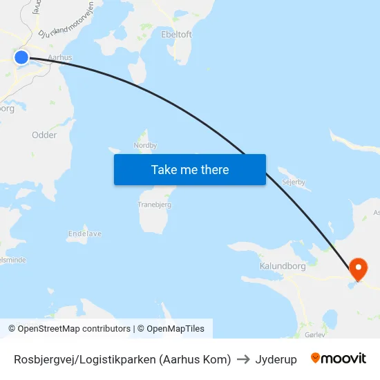Rosbjergvej/Logistikparken (Aarhus Kom) to Jyderup map
