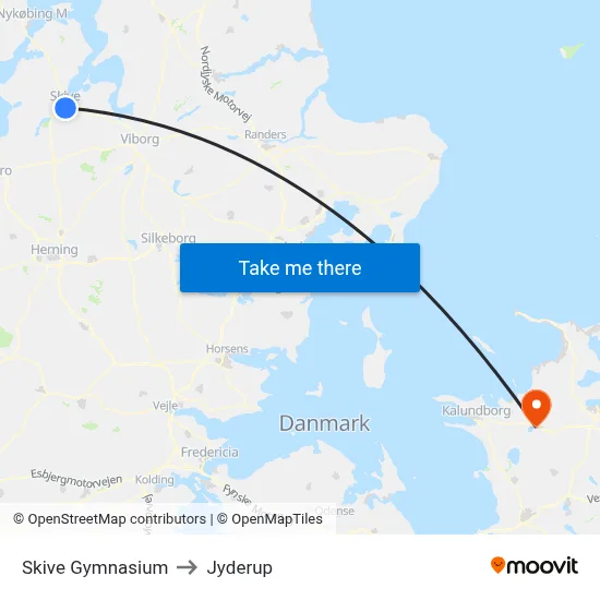 Skive Gymnasium to Jyderup map