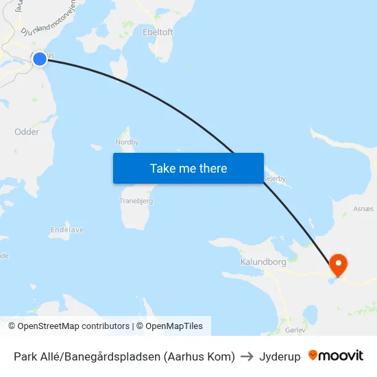 Park Allé/Banegårdspladsen (Aarhus Kom) to Jyderup map