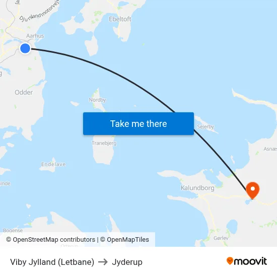 Viby Jylland (Letbane) to Jyderup map