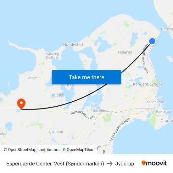 Espergærde Center, Vest (Søndermarken) to Jyderup map