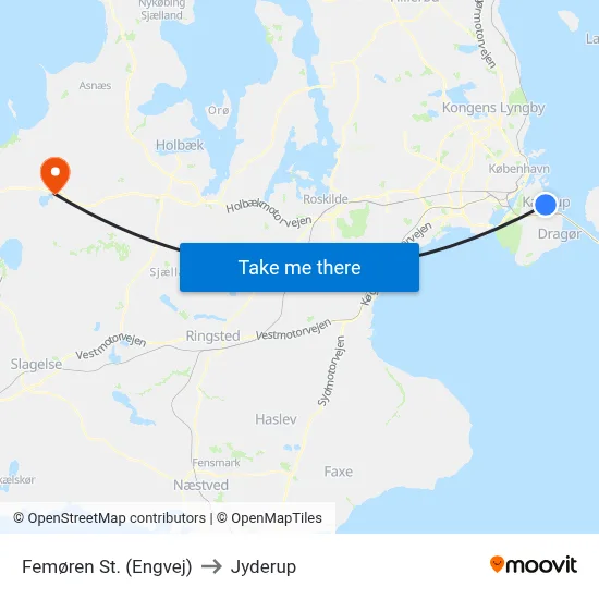 Femøren St. (Engvej) to Jyderup map