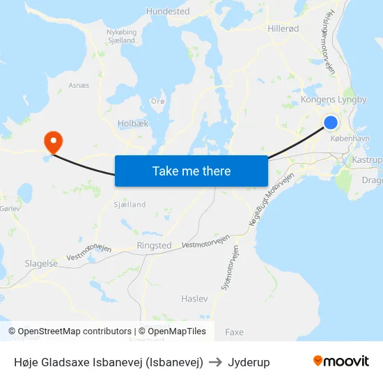 Høje Gladsaxe Isbanevej (Isbanevej) to Jyderup map