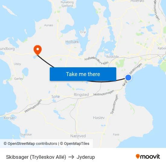 Skibsager (Trylleskov Allé) to Jyderup map