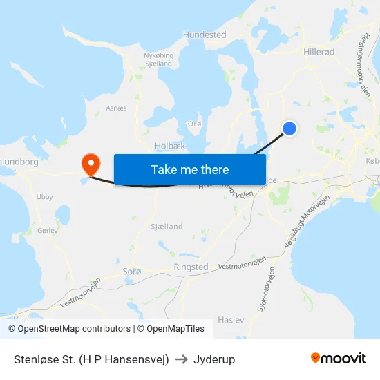 Stenløse St. (H P Hansensvej) to Jyderup map
