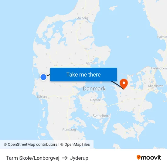 Tarm Skole/Lønborgvej to Jyderup map