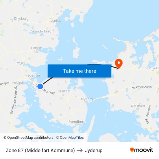Zone 87 (Middelfart Kommune) to Jyderup map