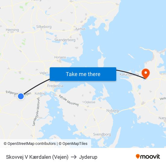 Skovvej V Kærdalen (Vejen) to Jyderup map