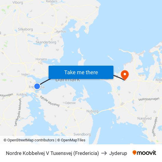 Nordre Kobbelvej V Tuxensvej (Fredericia) to Jyderup map