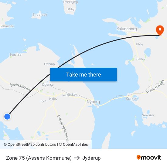 Zone 75 (Assens Kommune) to Jyderup map