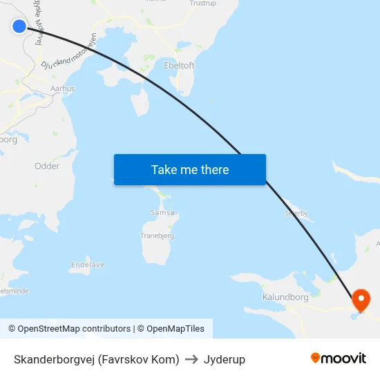 Skanderborgvej (Favrskov Kom) to Jyderup map