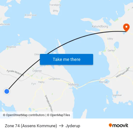 Zone 74 (Assens Kommune) to Jyderup map