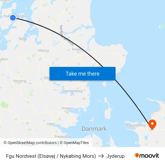 Fgu Nordvest (Elsøvej / Nykøbing Mors) to Jyderup map
