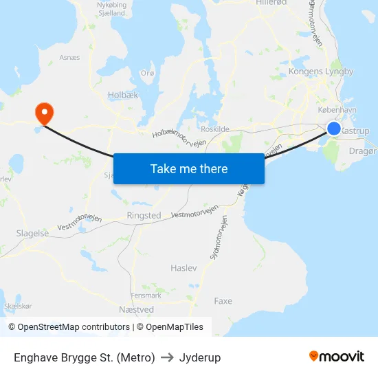 Enghave Brygge St. (Metro) to Jyderup map