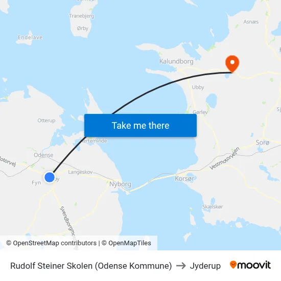 Rudolf Steiner Skolen (Odense Kommune) to Jyderup map