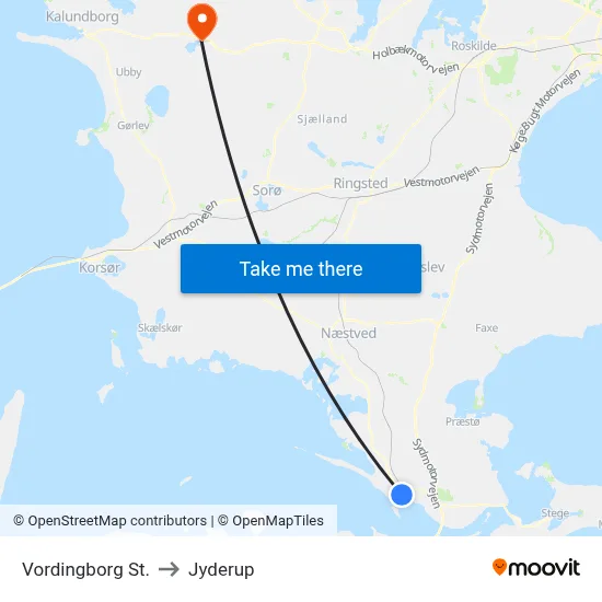 Vordingborg St. to Jyderup map