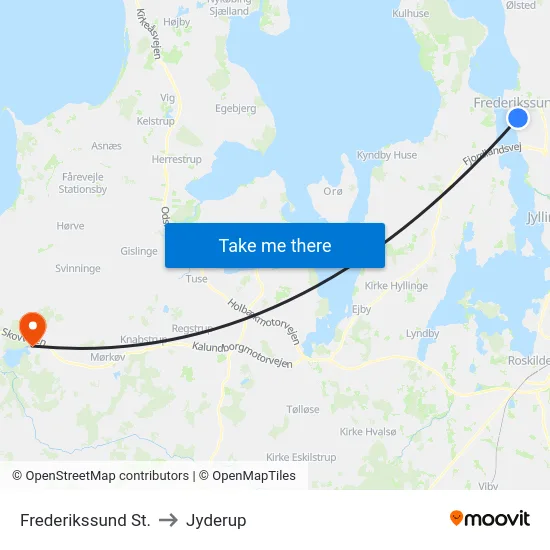 Frederikssund St. to Jyderup map