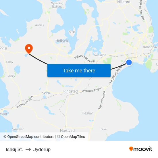 Ishøj St. to Jyderup map
