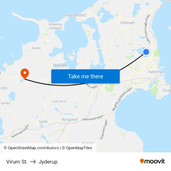 Virum St. to Jyderup map